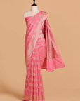 Gajar Pink Jaal Saree in Muslin Silk