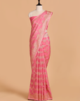 Gajar Pink Jaal Saree in Muslin Silk