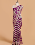 Purple Butta Saree in Muslin Silk