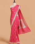 Strawberry Pink Butta Saree in Muslin Silk