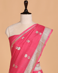 Strawberry Pink Butta Saree in Muslin Silk