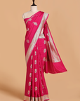 Rani Pink Butta Saree in Muslin Silk