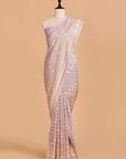 Mauve Jaal Saree in Muslin Silk