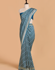 Cobalt Blue Jaal Saree in Muslin Silk