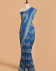 Cobalt Blue Leheriya Saree in Georgette Tussar