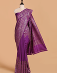 Purple Plain Saree in Georgette Tussar