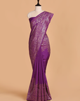 Purple Plain Saree in Georgette Tussar
