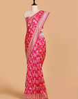 Rani Pink Jaal Saree in Silk