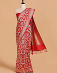 Red Jaal Saree in Silk