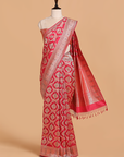 Strawberry Pink Jaal Saree in Silk