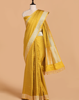 Mustard Yellow Plain Saree in Silk