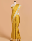 Mustard Yellow Plain Saree in Silk