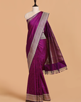 Purple Plain Saree in Silk