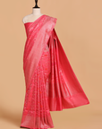 Strawberry Pink Jaal Saree in Georgette Tussar