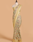 Light Pista Green Jaal Saree in Georgette Tussar