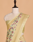 Light Pista Green Jaal Saree in Georgette Tussar