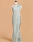Firozi Blue without Zari Saree in Silk