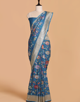 Sky Blue Jaal Saree in Georgette Tussar