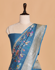 Sky Blue Jaal Saree in Georgette Tussar