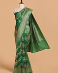 Green Lehariya Saree in Georgette Tussar
