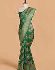 Green Lehariya Saree in Georgette Tussar