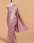 Lavender Lehariya Saree in Georgette Tussar