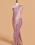 Lavender Lehariya Saree in Georgette Tussar