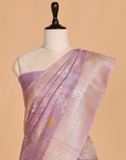 Lavender Lehariya Saree in Georgette Tussar