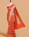 Rust Lehariya Saree in Georgette Tussar