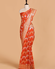 Rust Lehariya Saree in Georgette Tussar