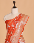Rust Lehariya Saree in Georgette Tussar