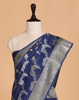 Navy Blue Lehariya Saree in Georgette Tussar