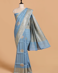 Sky Blue Butta Saree in Georgette Tussar