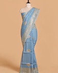 Sky Blue Butta Saree in Georgette Tussar