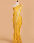 Yellow Lehariya Saree in Georgette Tussar