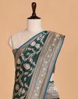 Bottle Green Jaal Saree in Silk