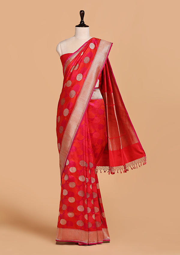 Red Butta Saree in Silk