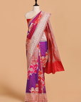 Red Lehariya Saree in Silk