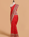 Red without Zari Saree in Silk