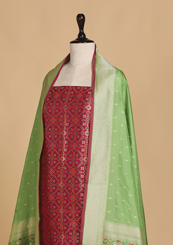 Green Pan Patola Dress in Silk