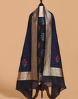 Navy Blue Butta Dress in Silk