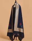 Navy Blue Butta Dress in Silk