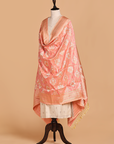 Peach Jaal Dupatta in Silk