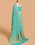Sea Green Jaal Bandhani Saree in Georgette