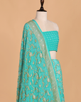 Sea Green Jaal Bandhani Saree in Georgette
