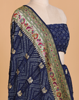 Navy Blue Butti Bandhani in Georgette