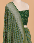 Bottle Green Jaal Bandhani in Georgette