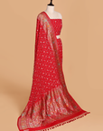 Red Butti Bandhani Saree in Georgette