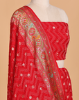 Red Butti Bandhani Saree in Georgette