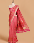 Strawberry Pink Brocade Saree in Georgette Tussar